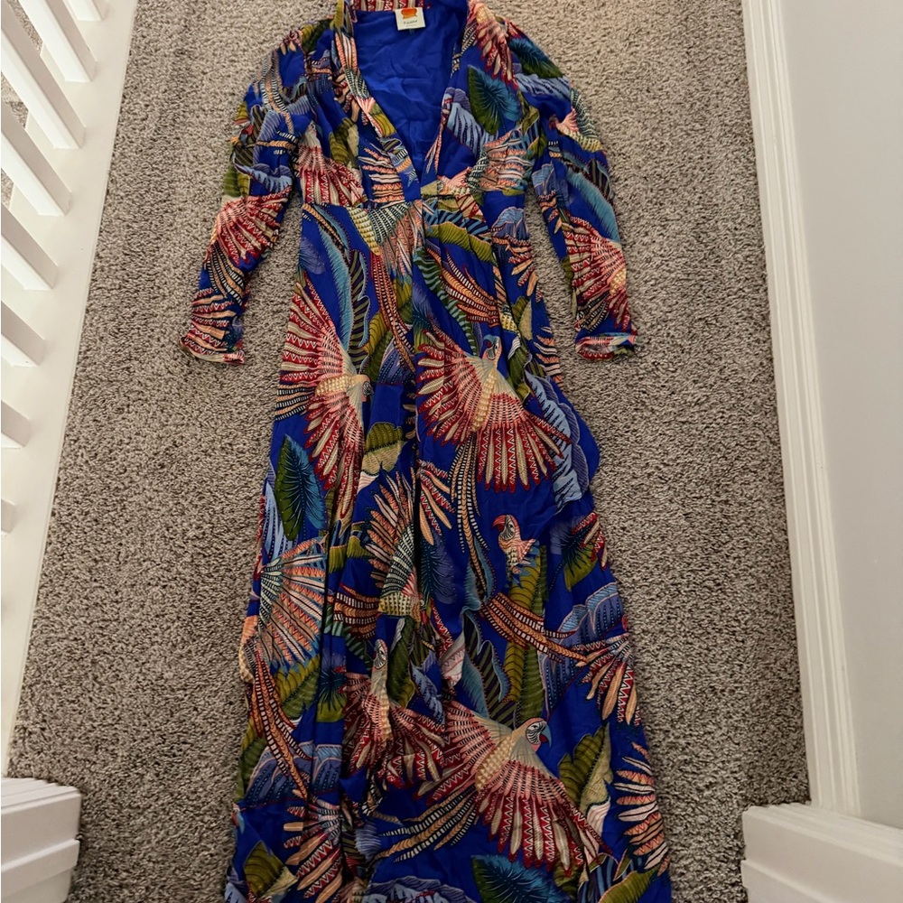 FARM Rio Vibrant Blue and Red Tropical Dress